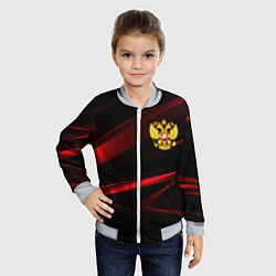 Бомбер детский Золотистый герб России, цвет: 3D-серый — фото 2