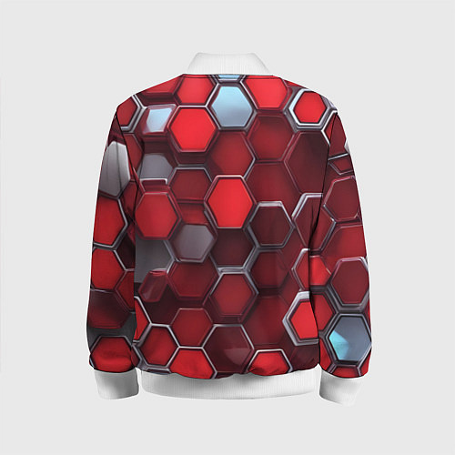 Детский бомбер Cyber hexagon red / 3D-Белый – фото 2