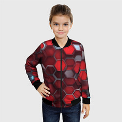 Бомбер детский Cyber hexagon red, цвет: 3D-черный — фото 2