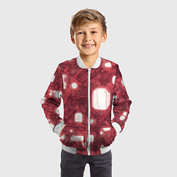 Бомбер детский Красные Кибер схемы неон, цвет: 3D-белый — фото 2