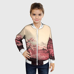 Бомбер детский Сакура в горах, цвет: 3D-белый — фото 2