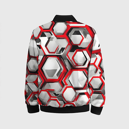 Детский бомбер Кибер Hexagon Красный / 3D-Черный – фото 2