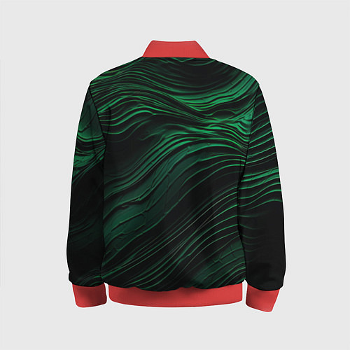 Детский бомбер Dark green texture / 3D-Красный – фото 2