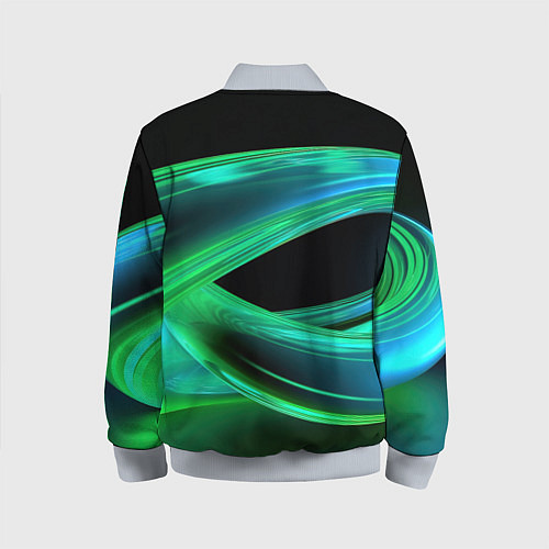 Детский бомбер Green lines abstract / 3D-Серый – фото 2