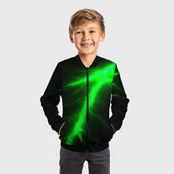 Бомбер детский Зеленый разряд молнии, цвет: 3D-черный — фото 2