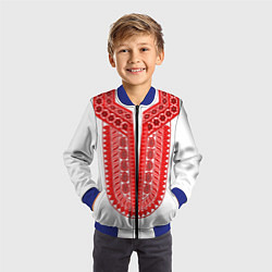 Бомбер детский Красная славянская вышиванка, цвет: 3D-синий — фото 2