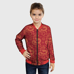Бомбер детский Dragon red pattern, цвет: 3D-красный — фото 2