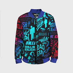 Бомбер детский Billie Eilish neon pattern, цвет: 3D-синий