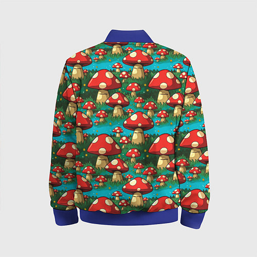 Детский бомбер Мультяшный мухомор паттерн / 3D-Синий – фото 2