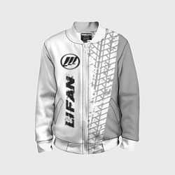 Бомбер детский Lifan speed на светлом фоне со следами шин: по-вер, цвет: 3D-белый