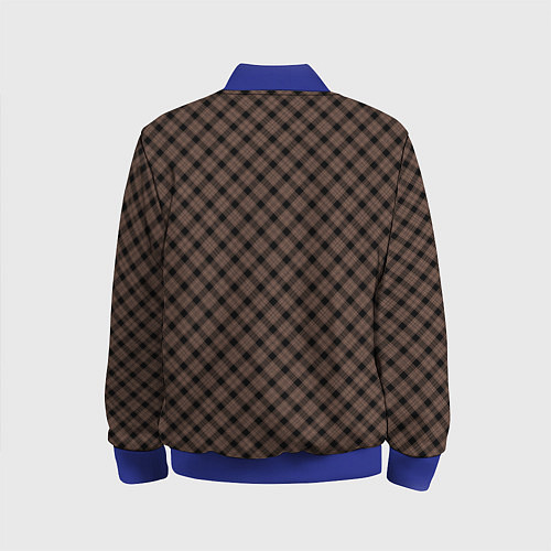 Детский бомбер Коричневый клетчатый узор / 3D-Синий – фото 2