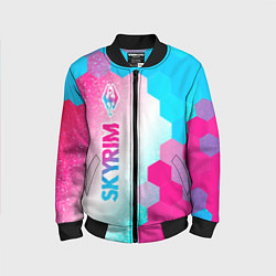 Бомбер детский Skyrim neon gradient style: по-вертикали, цвет: 3D-черный