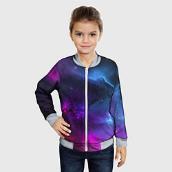 Бомбер детский Бескрайний космос фиолетовый, цвет: 3D-серый — фото 2