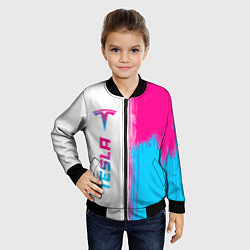 Бомбер детский Tesla neon gradient style по-вертикали, цвет: 3D-черный — фото 2