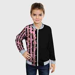 Бомбер детский Сакура и полосы, цвет: 3D-серый — фото 2