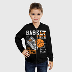 Бомбер детский Basketball New York, цвет: 3D-черный — фото 2