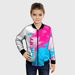 Бомбер детский Chery neon gradient style по-вертикали, цвет: 3D-черный — фото 2