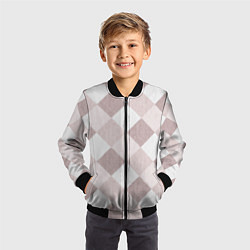 Бомбер детский Геометрический светло коричневый узор квадраты, цвет: 3D-черный — фото 2