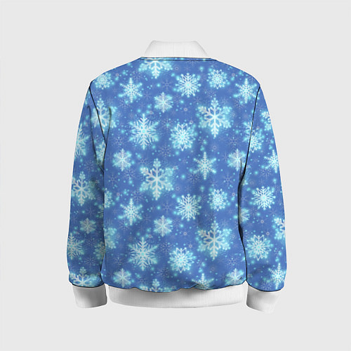 Детский бомбер Pattern with bright snowflakes / 3D-Белый – фото 2