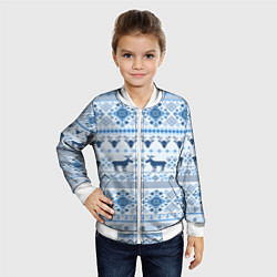 Бомбер детский Blue sweater with reindeer, цвет: 3D-белый — фото 2