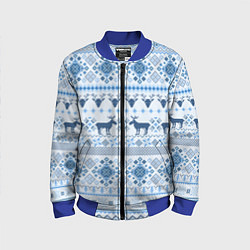 Бомбер детский Blue sweater with reindeer, цвет: 3D-синий