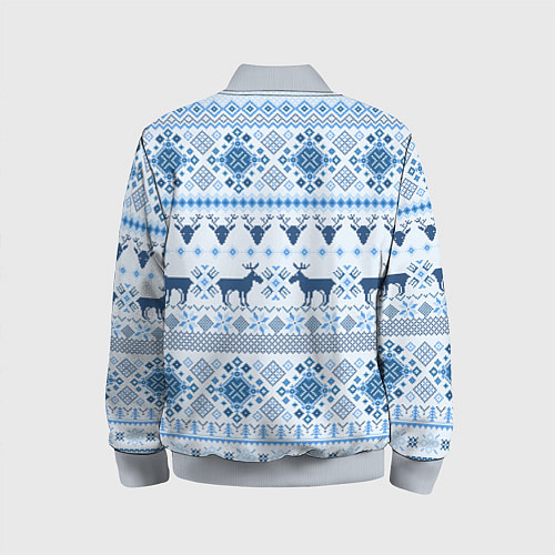 Детский бомбер Blue sweater with reindeer / 3D-Серый – фото 2