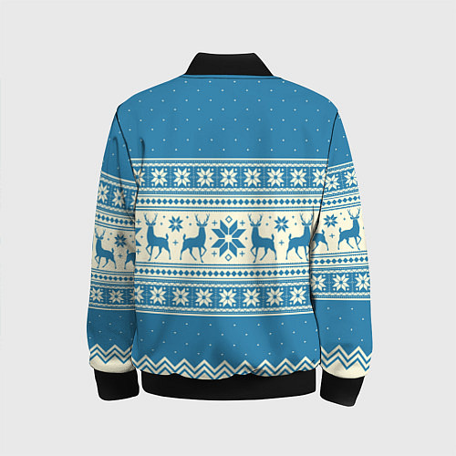 Детский бомбер Sweater with deer on a blue background / 3D-Черный – фото 2