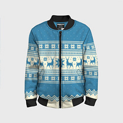 Детский бомбер Sweater with deer on a blue background