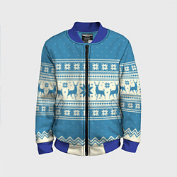 Детский бомбер Sweater with deer on a blue background