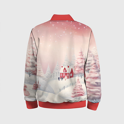 Детский бомбер Снежное сияние ночи / 3D-Красный – фото 2