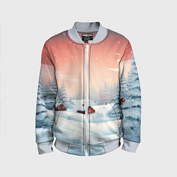 Бомбер детский Погружение в зимнюю атмосферу, цвет: 3D-серый