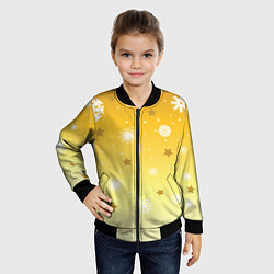 Бомбер детский Снежинки и звезды на желтом, цвет: 3D-черный — фото 2