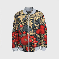 Детский бомбер Новогодние ягодки и узоры