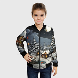 Бомбер детский Волшебство новогодней ночи, цвет: 3D-черный — фото 2