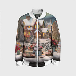 Детский бомбер Объемные новогодние домики