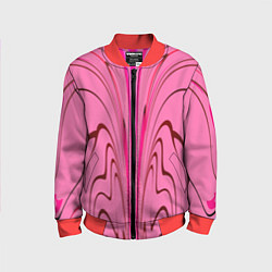 Бомбер детский Плавные линии на розовом фоне, цвет: 3D-красный