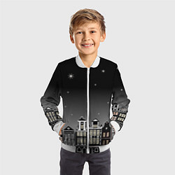 Бомбер детский Ночной город и звездное небо, цвет: 3D-белый — фото 2