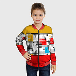 Бомбер детский Узор красного горчичного цвета, цвет: 3D-красный — фото 2