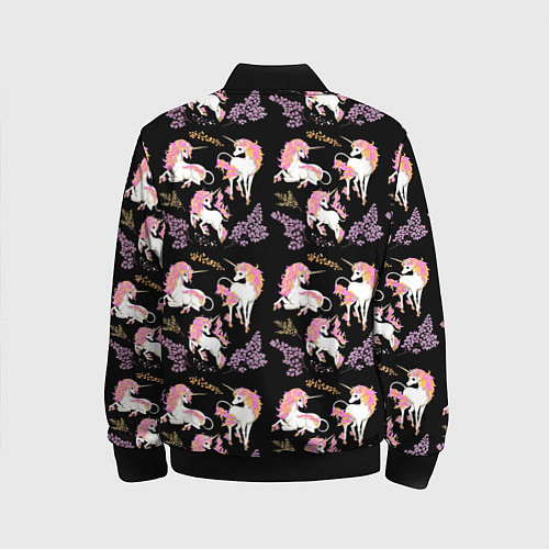 Детский бомбер Единорог цветная грива / 3D-Черный – фото 2