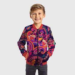 Бомбер детский Индийские этнические узоры, цвет: 3D-красный — фото 2