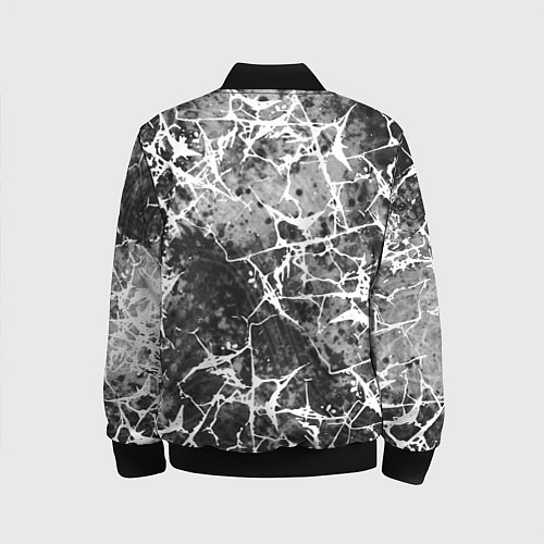 Детский бомбер Абстракция - белые трещины на сером фоне / 3D-Черный – фото 2