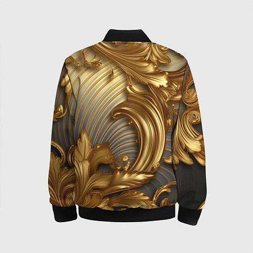 Детский бомбер Золотая текстура и абстракции / 3D-Черный – фото 2