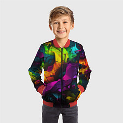 Бомбер детский Яркие разноцветные краски, цвет: 3D-красный — фото 2
