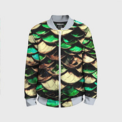 Бомбер детский Чешуя зеленого дракона, цвет: 3D-серый