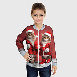 Бомбер детский С новым котом - два кота в костюмах Санты, цвет: 3D-серый — фото 2