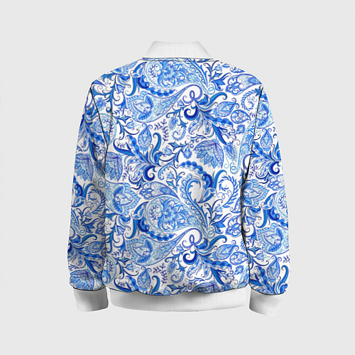 Детский бомбер Гжельская роспись на белом фоне / 3D-Белый – фото 2