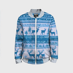 Детский бомбер Синие олени