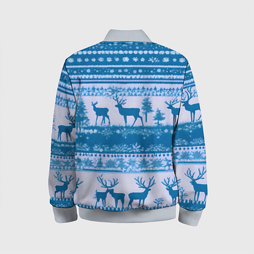 Детский бомбер Синие олени / 3D-Серый – фото 2