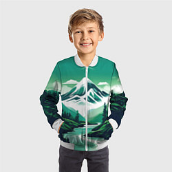 Бомбер детский Графический пейзаж Камчатки, цвет: 3D-белый — фото 2