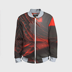 Бомбер детский Красная сеть на чёрном фоне, цвет: 3D-серый